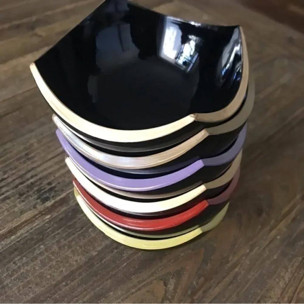Asian Small Cup Set of 6 black with color trim